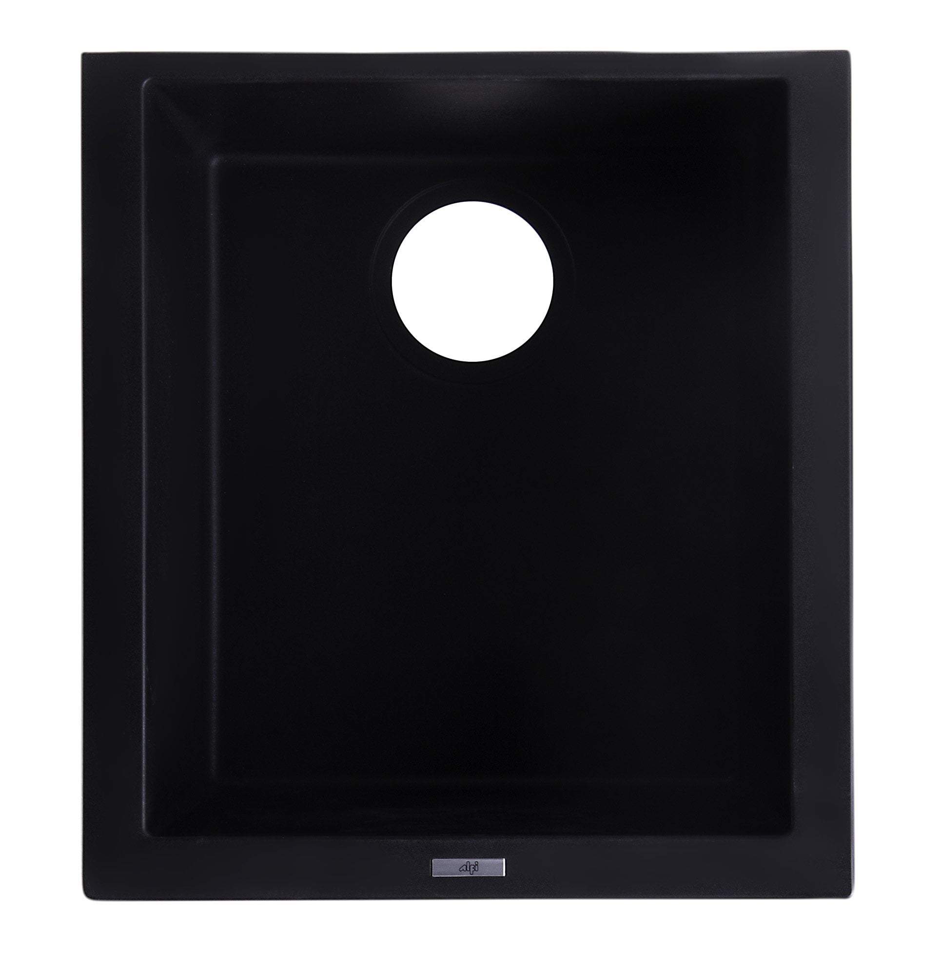 ALFI brand AB1720UM-BLA Black 17" Undermount Rectangular Granite Composite Kitchen Prep Sink