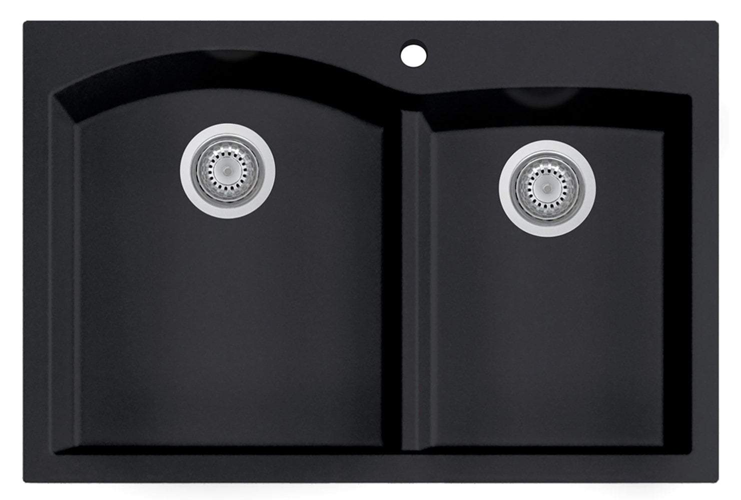 ALFI brand AB3320DI-BLA Black 33" Double Bowl Drop In Granite Composite Kitchen Sink