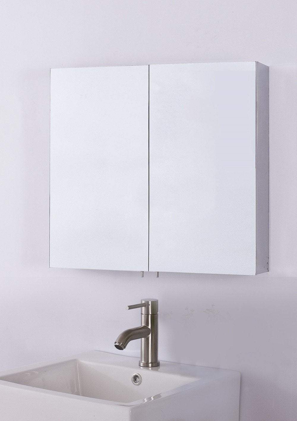 Bellaterra 23"W Medicine Cabinet, Double Mirrored Doors, Surface Mount