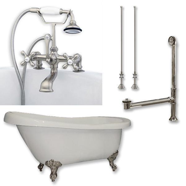 Cambridge Plumbing Clawfoot Tub Deck Mount Brass Faucet with Hand