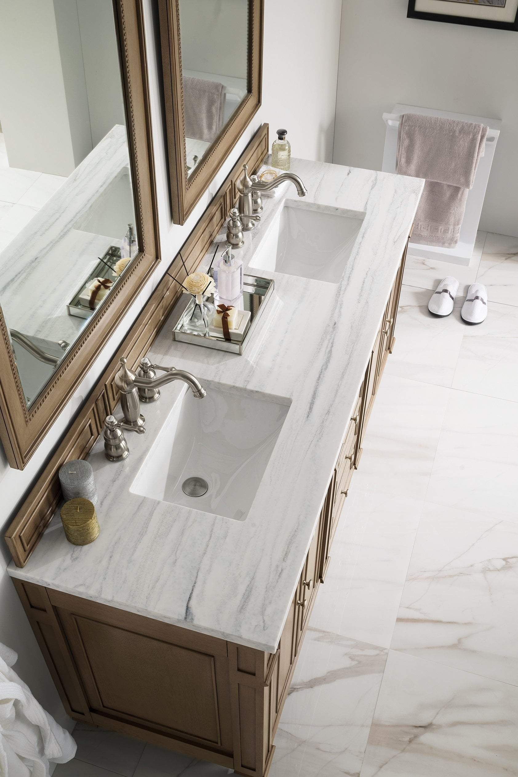 Pedestal Sink Storage Cabinet Double Door Under Sink Antique White Walnut