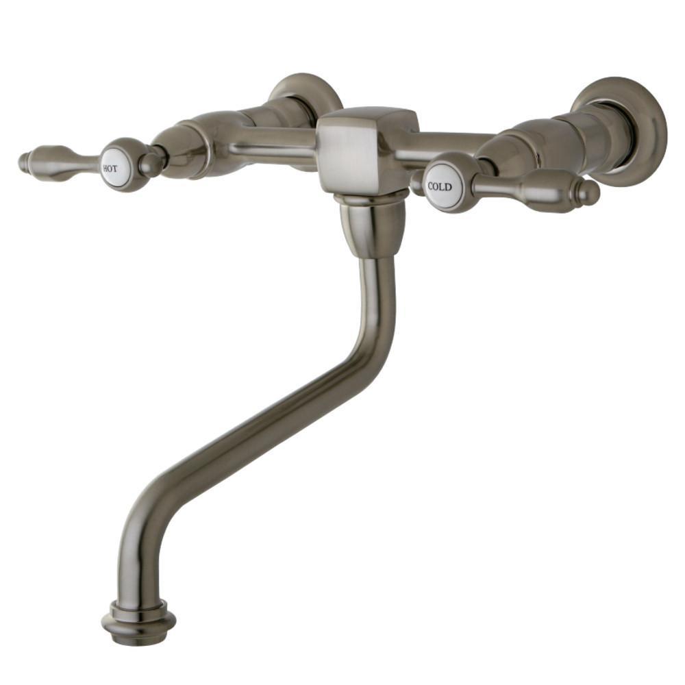 Kingston Brass Tudor Wall-Mount Bathroom Faucet Brushed Nickel