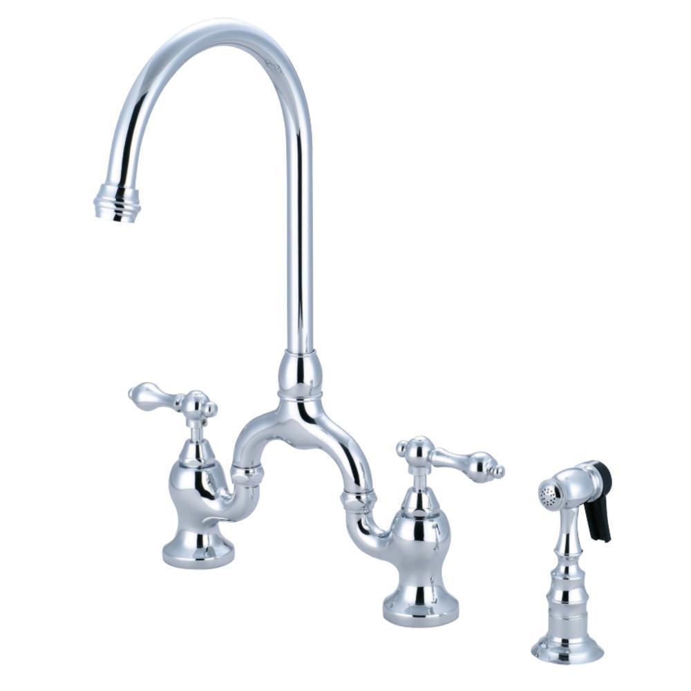 Kingston Brass English Country Bridge Kitchen Faucet Polished Chrome