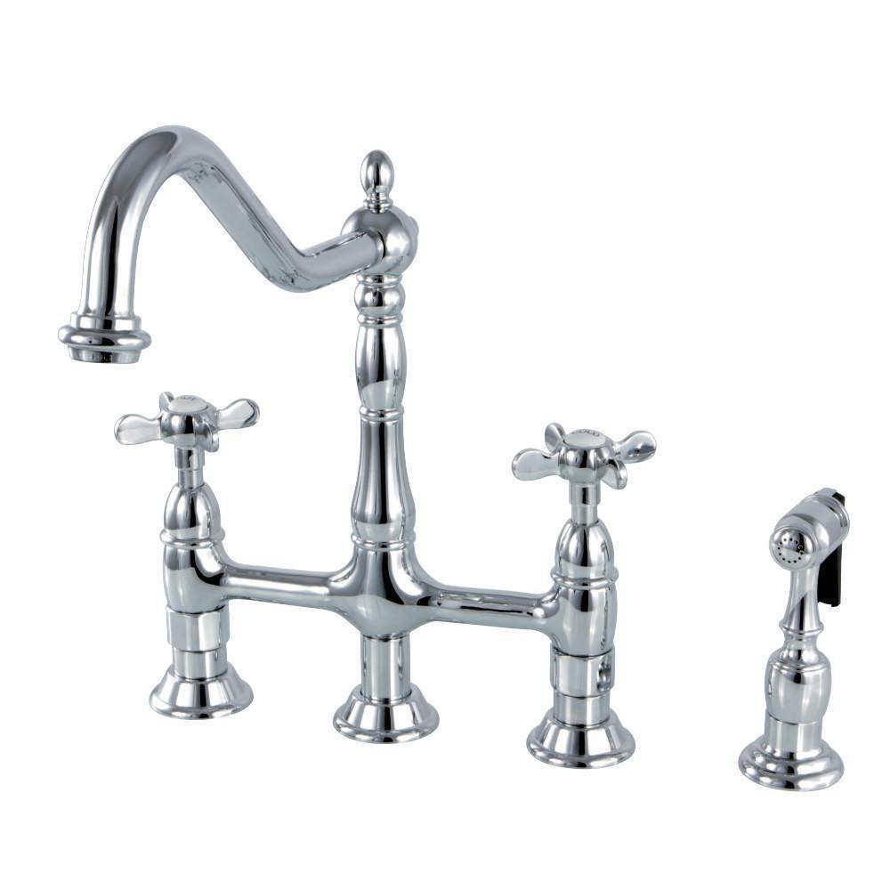 Kingston Brass Essex Bridge Kitchen Faucet Polished Chrome