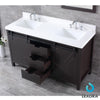 60&quot; Brown Double Vanity, White Quartz Top, Square Sinks, 24&quot; Mirrors