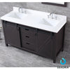 60&quot; Brown Double Vanity, White Quartz Top, Square Sinks, 24&quot; Mirrors