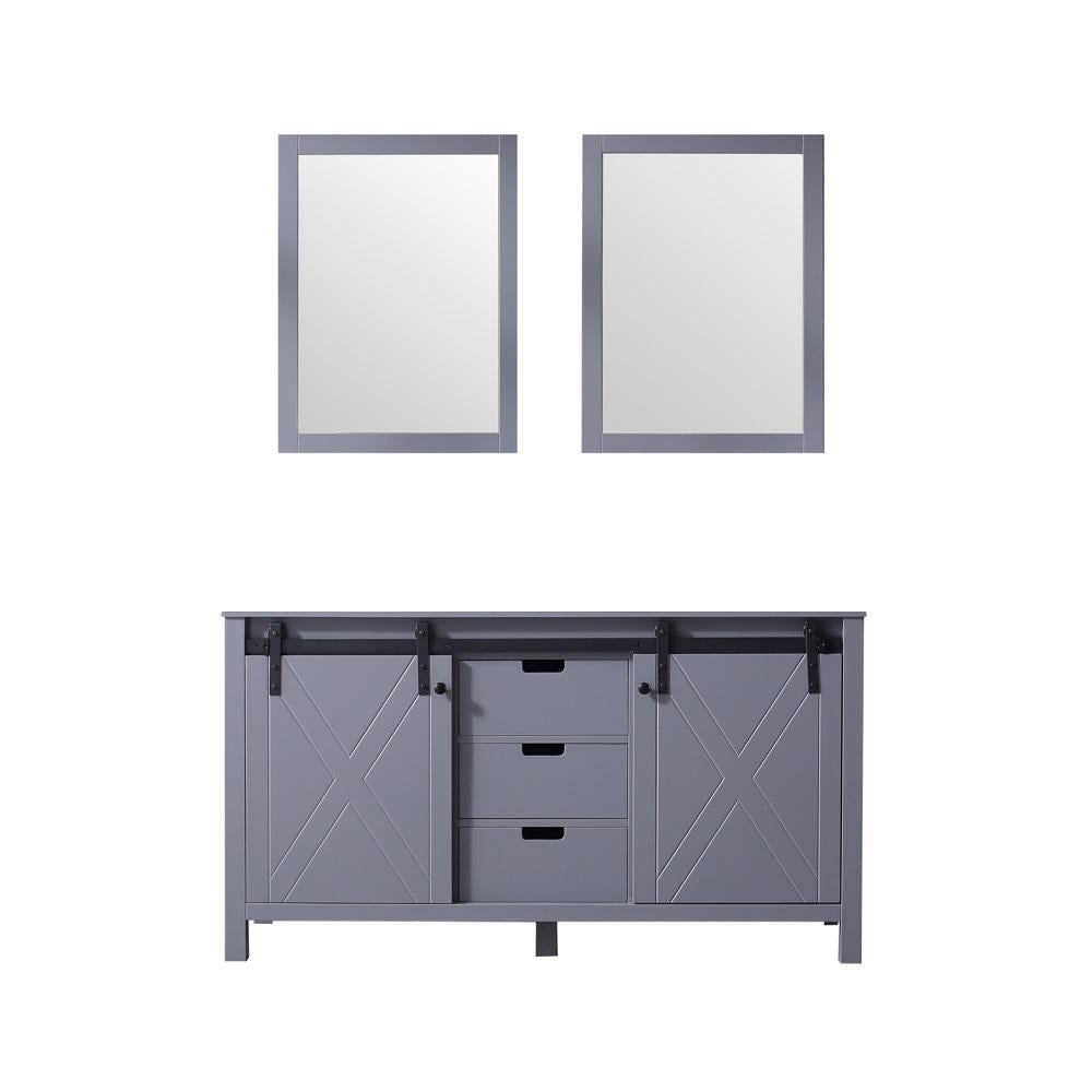 60" Dark Grey Double Vanity, no Top and 24" Mirrors