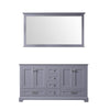 60&quot; Dark Grey Double Vanity, no Top and 58&quot; Mirror