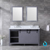 60&quot; Dark Grey Double Vanity, White Carrara Marble Top, Square Sinks, 24&quot; Mirrors