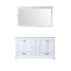 60&quot; White Double Vanity, no Top and 58&quot; Mirror