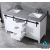 60&quot; White Double Vanity White, Grey Quartz Top, Square Sinks, 24&quot; Mirrors