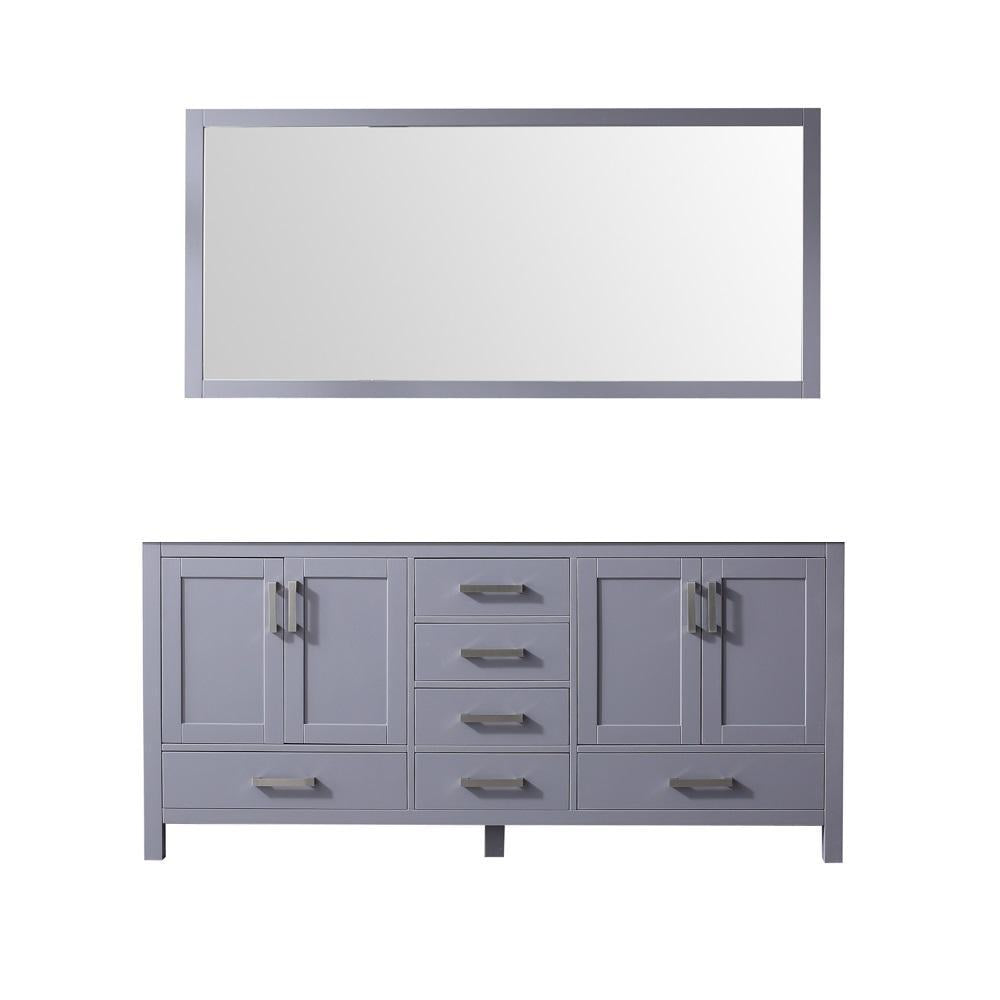 72" Dark Grey Double Vanity, no Top and 70" Mirror