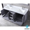 72&quot; Dark Grey Double Vanity, White Carrara Marble Top, Square Sinks, 70&quot; Mirror