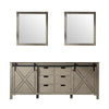 80&quot; Ash Grey Double Vanity, no Top and 30&quot; Mirrors