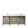 80&quot; Ash Grey Double Vanity, White Quartz Top, Square Sinks, no Mirror