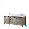 80&quot; Ash Grey Double Vanity, White Quartz Top, Square Sinks, no Mirror