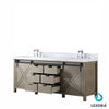 80&quot; Ash Grey Double Vanity, White Quartz Top, Square Sinks, no Mirror