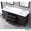 80&quot; Brown Double Vanity, White Quartz Top, Square Sinks, 30&quot; Mirrors