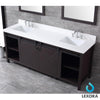 80&quot; Brown Double Vanity, White Quartz Top, Square Sinks, 30&quot; Mirrors