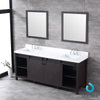 80&quot; Brown Double Vanity, White Quartz Top, Square Sinks, 30&quot; Mirrors