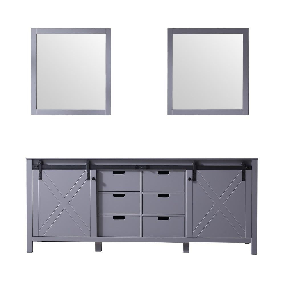 80" Dark Grey Double Vanity, no Top and 30" Mirrors