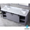 80&quot; Dark Grey Double Vanity, White Carrara Marble Top, Square Sinks, 30&quot; Mirrors