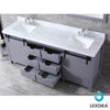 80&quot; Dark Grey Double Vanity, White Carrara Marble Top, Square Sinks, 30&quot; Mirrors