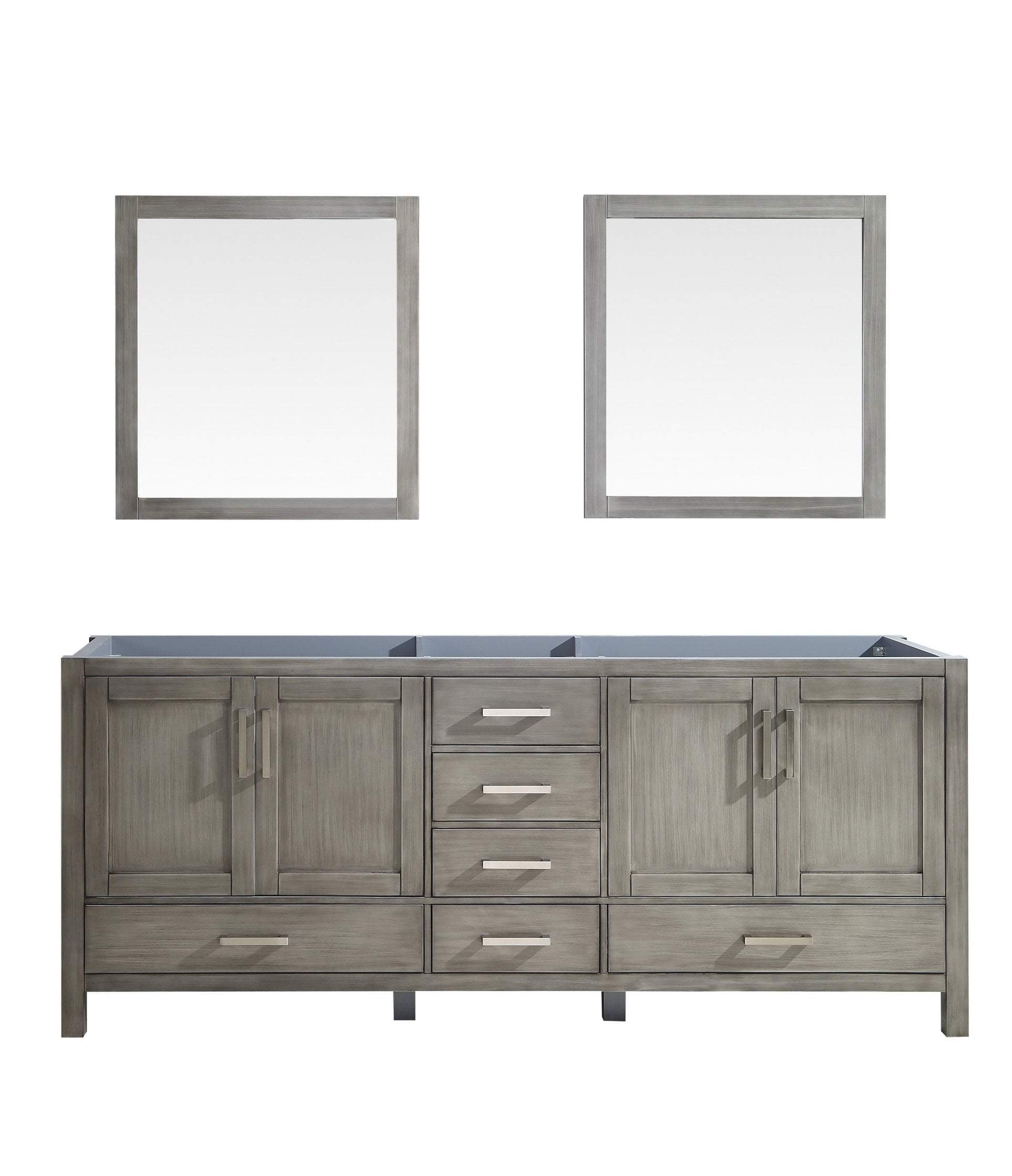 80" Grey Double Vanity, no Top and 30" Mirrors