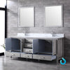 80&quot; Grey Double Vanity, White Carrara Marble Top, Square Sinks, 30&quot; Mirrors