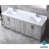 80&quot; Grey Double Vanity, White Carrara Marble Top, Square Sinks, 30&quot; Mirrors