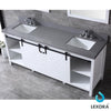 80&quot; White Double Vanity, Grey Quartz Top, Square Sinks, 30&quot; Mirrors