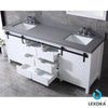 80&quot; White Double Vanity, Grey Quartz Top, Square Sinks, 30&quot; Mirrors