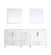 80&quot; White Double Vanity, no Top and 30&quot; Mirrors