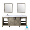 84&quot; Ash Grey Double Vanity, White Quartz Top, Square Sinks, 34&quot; Mirrors