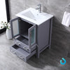 24&quot; Dark Grey Single Vanity, Integrated Top, Integrated Square Sink, 22&quot; Mirror