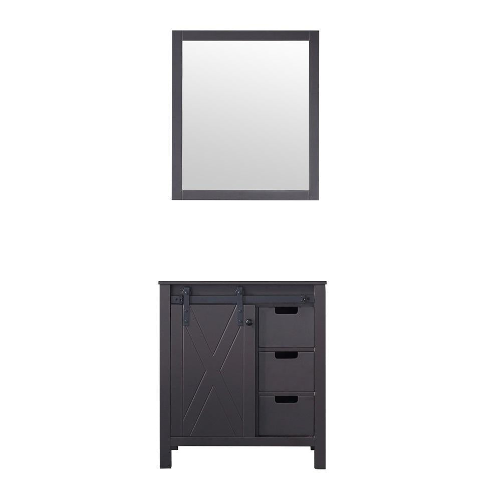 30" Brown Single Vanity, no Top and 28" Mirror