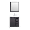 30&quot; Brown Single Vanity, White Quartz Top, Square Sink, 28&quot; Mirror