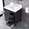 30&quot; Brown Single Vanity, White Quartz Top, Square Sink, 28&quot; Mirror