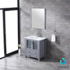 30&quot; Dark Grey Single Vanity, Integrated Top, Integrated Square Sink, 28&quot; Mirror