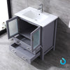 30&quot; Dark Grey Single Vanity, Integrated Top, Integrated Square Sink, 28&quot; Mirror