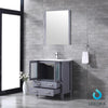 30&quot; Dark Grey Single Vanity, Integrated Top, Integrated Square Sink, 28&quot; Mirror