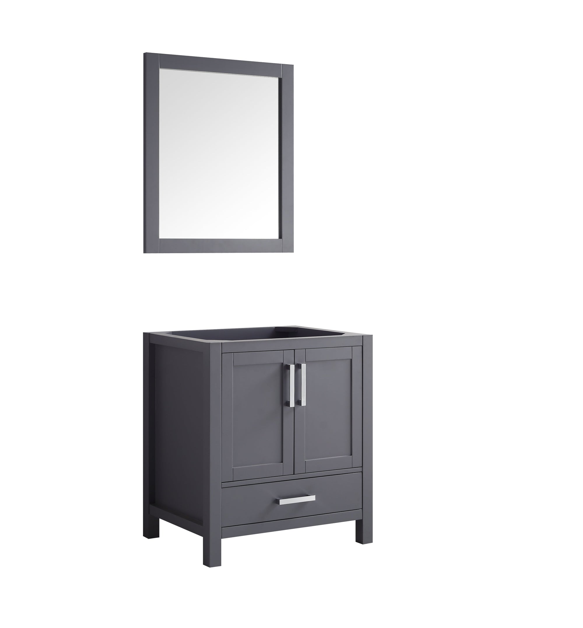 30" Dark Grey Single Vanity, no Top and 28" Mirror