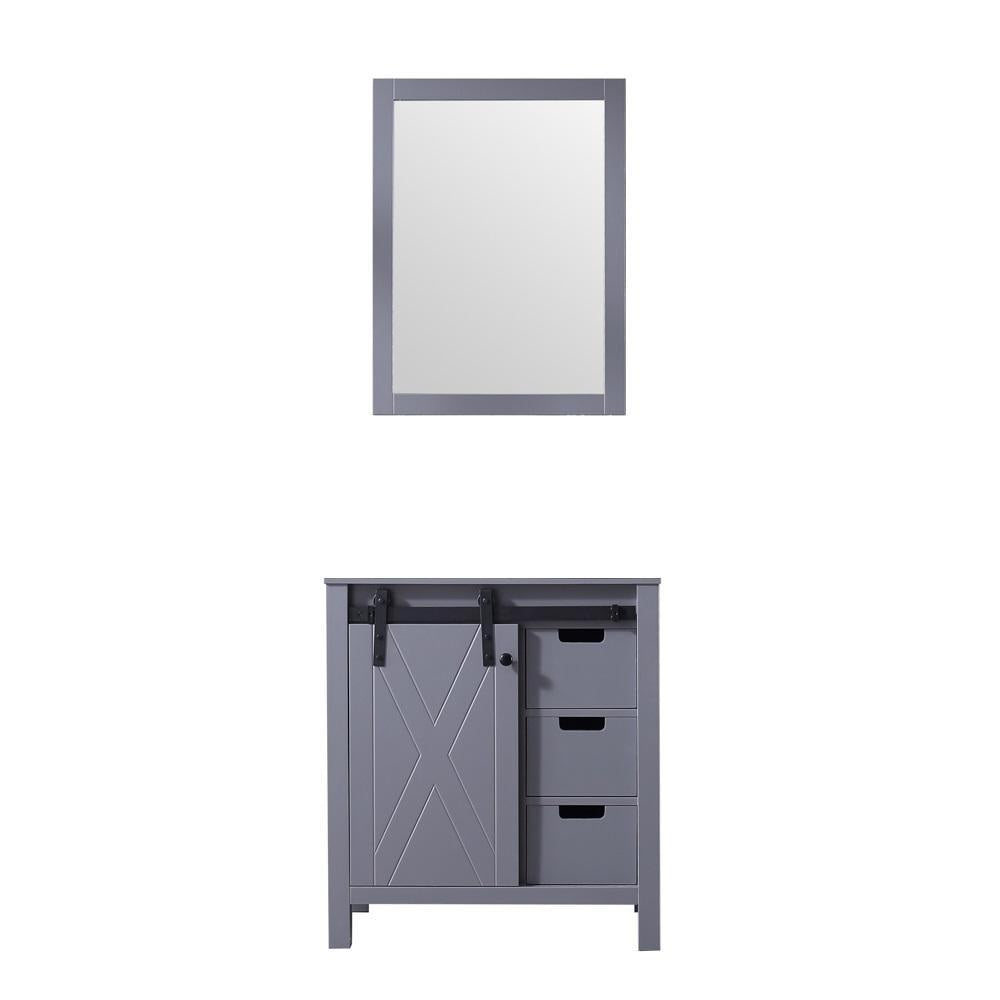 30" Dark Grey Single Vanity, no Top and 28" Mirror