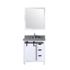 30&quot; White Single Vanity, Grey Quartz Top, Square Sink, 28&quot; Mirror