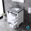 30&quot; White Single Vanity, Grey Quartz Top, Square Sink, 28&quot; Mirror