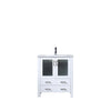 30&quot; White Single Vanity, Integrated Top, Integrated Square Sink, no Mirror