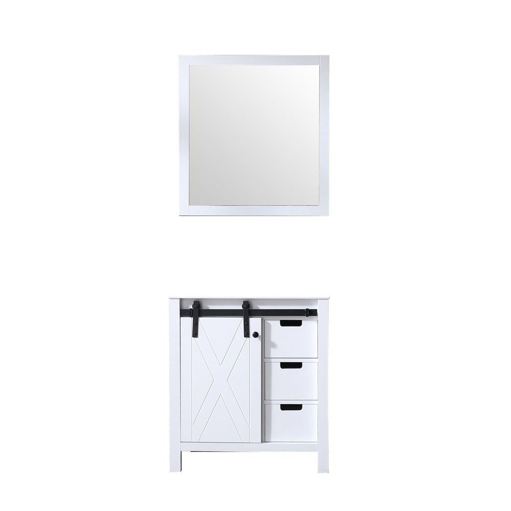 30" White Single Vanity, no Top and 28" Mirror