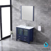 36&quot; Navy Blue Single Vanity, Integrated Top, Integrated Square Sink, 34&quot; Mirror