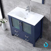 36&quot; Navy Blue Single Vanity, Integrated Top, Integrated Square Sink, 34&quot; Mirror