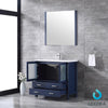 36&quot; Navy Blue Single Vanity, Integrated Top, Integrated Square Sink, 34&quot; Mirror